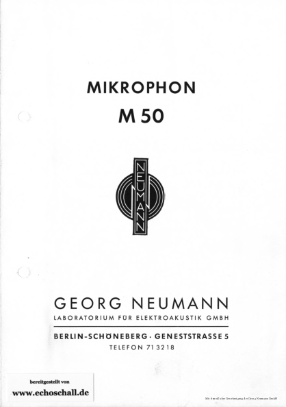 Neumann Prospekt M50 Mikrophon deutsch