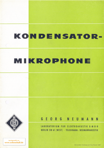 Neumann Katalog Mikrofone 1960 deutsch