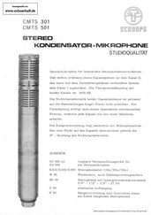 Schoeps Prospekt CMTS501 CMTS301 Stereomikrofone 1979 deutsch