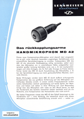 Sennheiser Prospekt MD42 Handmikrofon 1958 deutsch