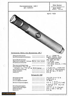 Neumann Prospekt SM2 Stereo-Röhrenmikrofon 1957 deutsch