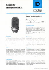 RFT Mikrofontechnik Gefell Prospekt M71 Kapsel 1976 deutsch english