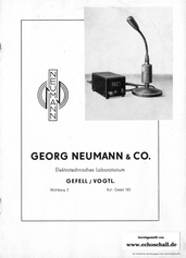 Neumann Gefell Katalog Kondensatormikrofone 1953 deutsch 