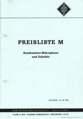 Neumann Preisliste Mikrofone 1966 deutsch