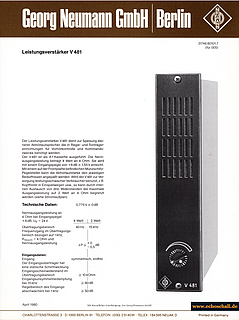 Neumann Prospekt V481 Leistungsverstärker 1980 deutsch