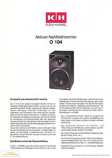Klein + Hummel Prospekt O104 Aktiver Nahfeldmonitor 1999 deutsch