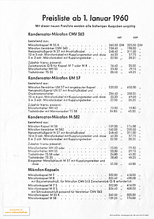 Neumann Gefell Preisliste 1960 deutsch