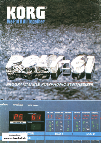 Korg Prospekt Poly-61 Synthesizer 1983 deutsch