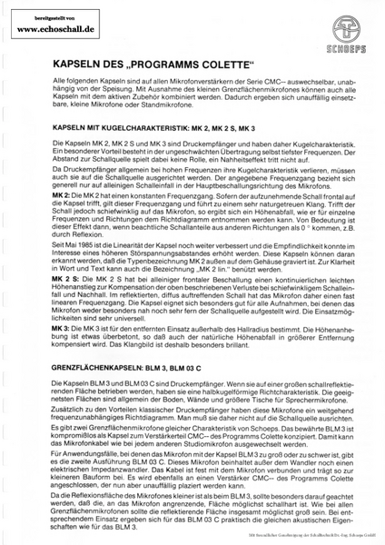 Schoeps Beschreibung Kapseln Colette-System deutsch