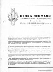 Neumann Katalog Mikrofone 1949 deutsch english français