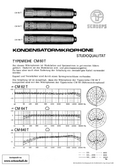 Schoeps Prospekt CM62T CM64T CM640T Mikrofone 1979 deutsch