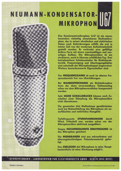Neumann Prospekt U67 Röhren-Kondensatormikrophon 1961 deutsch