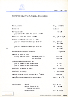 Schoeps Brochure CMT2240 Microphone 1966 français