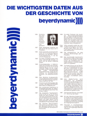 Broschüre Wichtigste Daten aus der Geschichte von Beyerdynamic 1991 deutsch