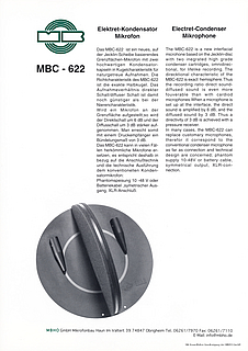 MBHO Prospekt MBC622 Trennkörpermikrofonsystem OSS 1994 deutsch english