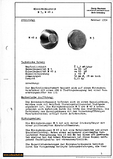 Neumann Prospekt M5 M48A Mikrofonkapseln 1954 deutsch