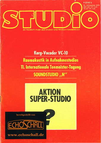 Heft 12-Soundstudio N-Korg Vocoder VC10-Raumakustik-in-Aufnahmestudios