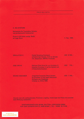 E-mu Systems Preisliste Synthesizerstudio Bonn 1985 deutsch