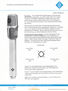 Neumann Prospekt QM69 Quadromikrofon 1973 deutsch