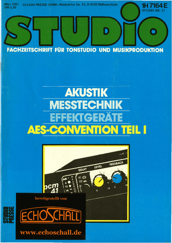 [Translate to Englisch:] Studio Magazin Heft 37-Test_Lexicon PCM41-Akustik in Aufnahmeräumen