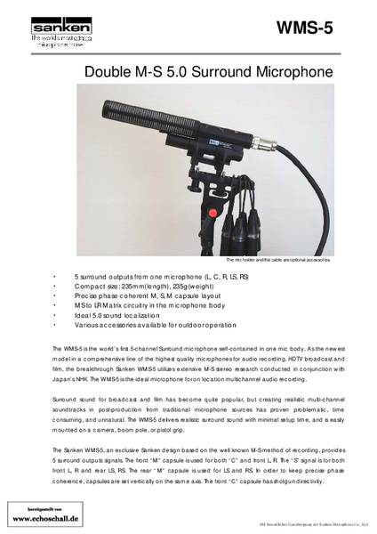 Sanken Brochure WMS-5 Surround Microphone 2012 english