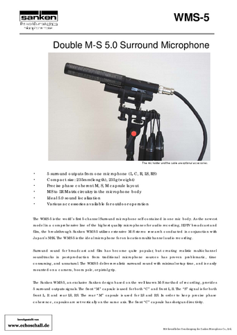 Sanken Brochure WMS-5 Surround Microphone 2012 english