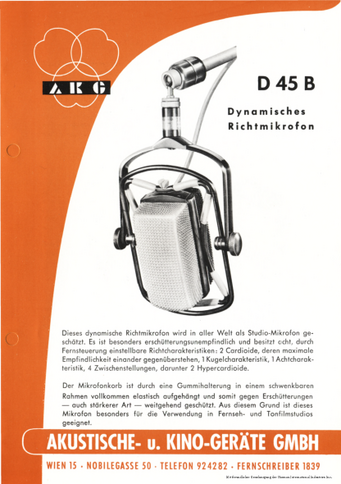 AKG Prospekt D45B Mikrofon 1958 deutsch