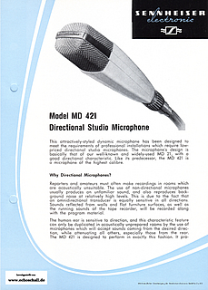 Sennheiser Brochure MD421 Studio Microphone 1966 english