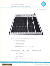 Neumann Prospekt Transistor-Mischpulte Transistorized Mixing Consoles 1963 deutsch english