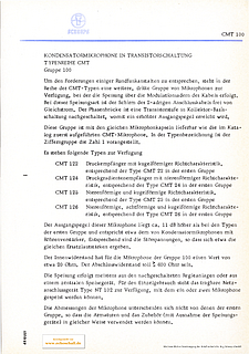 Schoeps Prospekt CMT100 Typenreihe 1965 deutsch