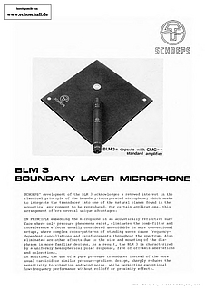 Schoeps Brochure BLM3 Boundary Layer Microphone 1983 english