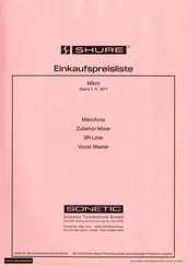 Shure Preisliste Mikrofone 1977 deutsch