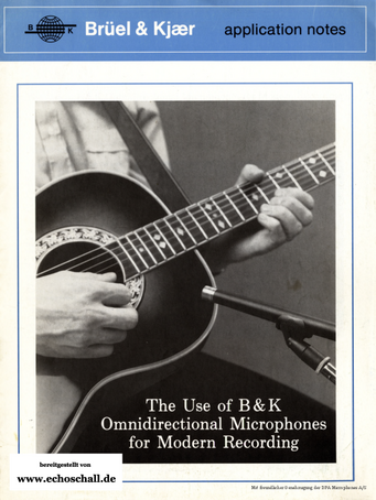 Brochure Use of Brüel & Kjaer Omni Microphones for Modern Recording 1984 english