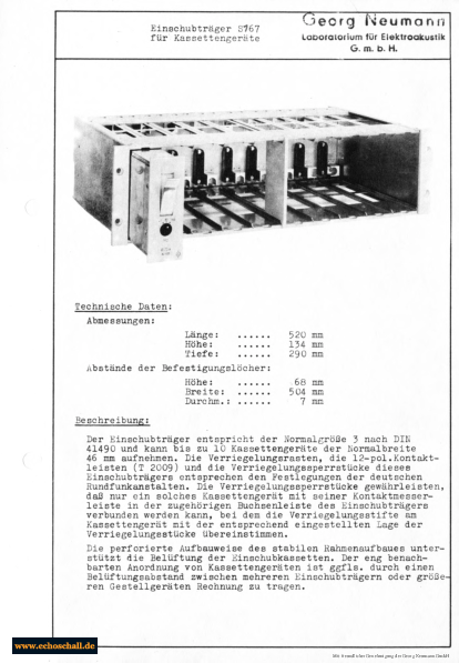 Neumann Prospekt S167 Einschubtraeger deutsch