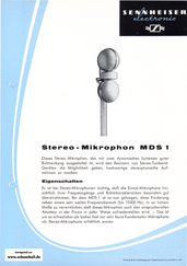 Sennheiser Prospekt MDS-1 Stereomikrofon 1960 deutsch